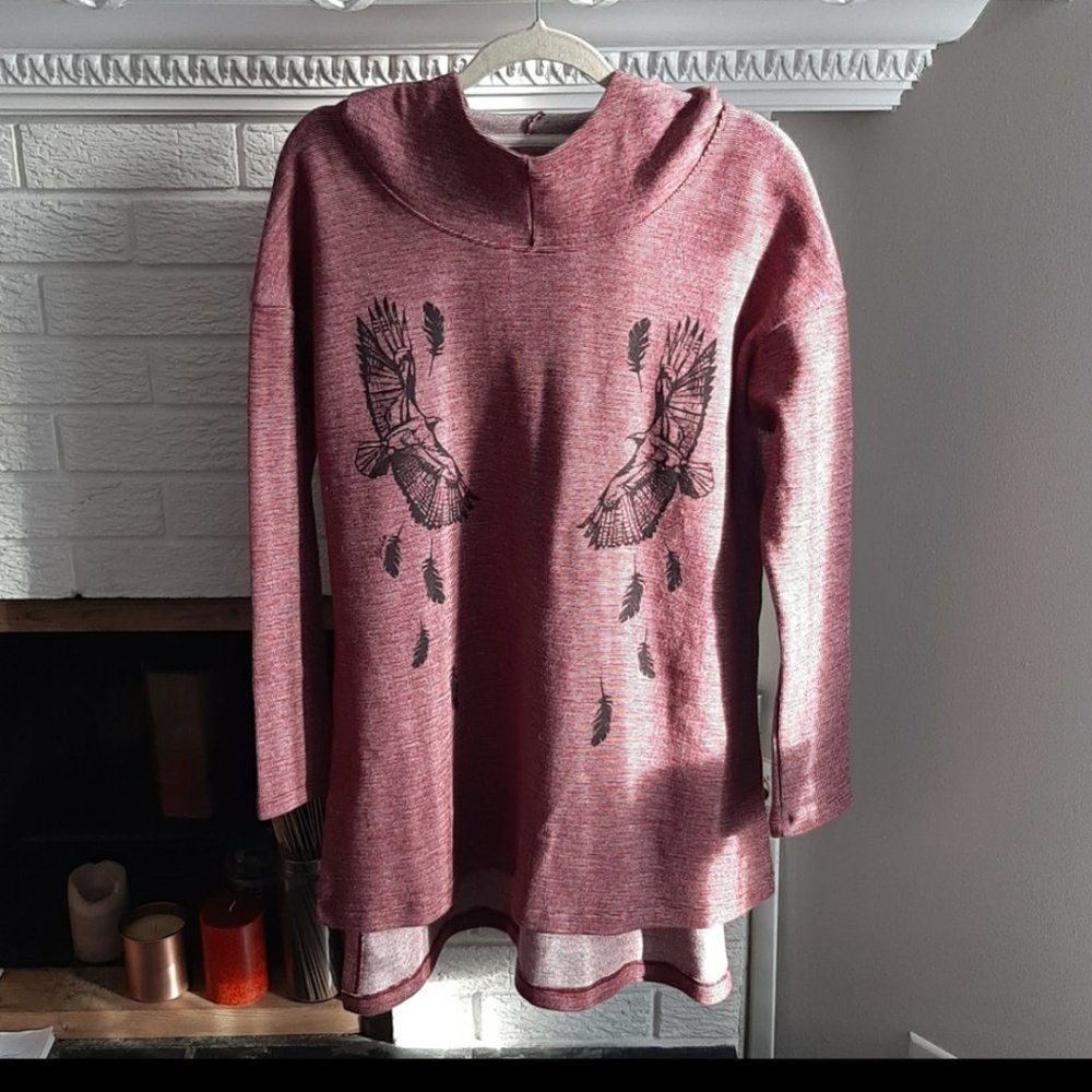 Women's Pina Handmade Printed Hoodie Poncho Size S